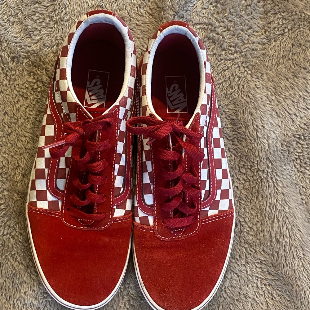 Vans Old Skool Red Checkerboard Sneakers Youth 7 EUR 39